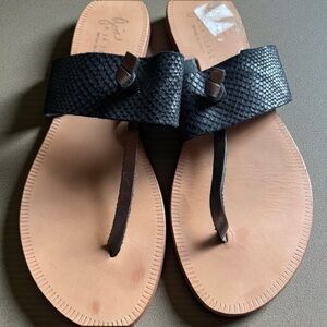 Joie A LA Plage made in Italy Black leather navy metallic sandals